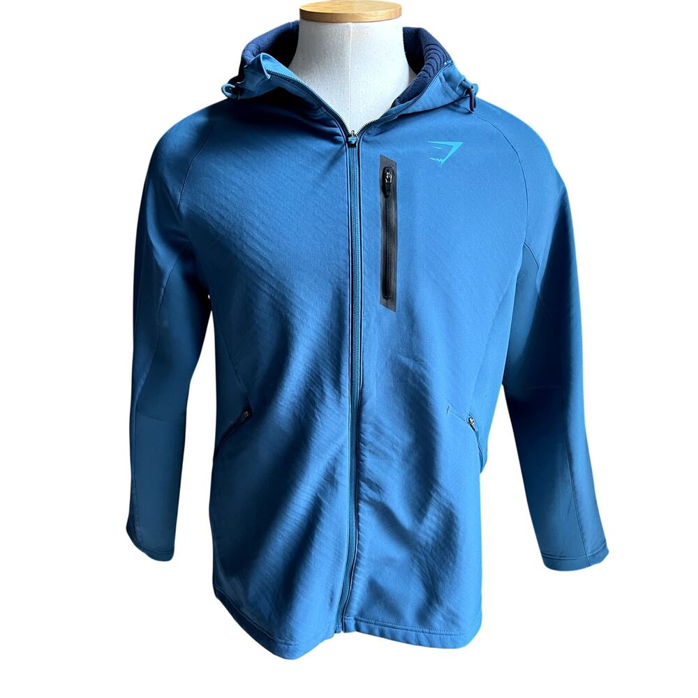 Gymshark Apex Full-Zip blue teal Hoodie Jacket Size L